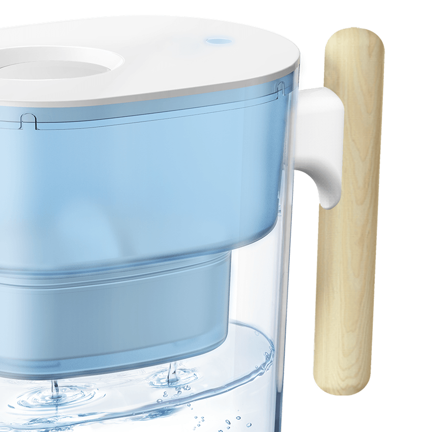 Water Filter Pitcher, Chubby Blue / White